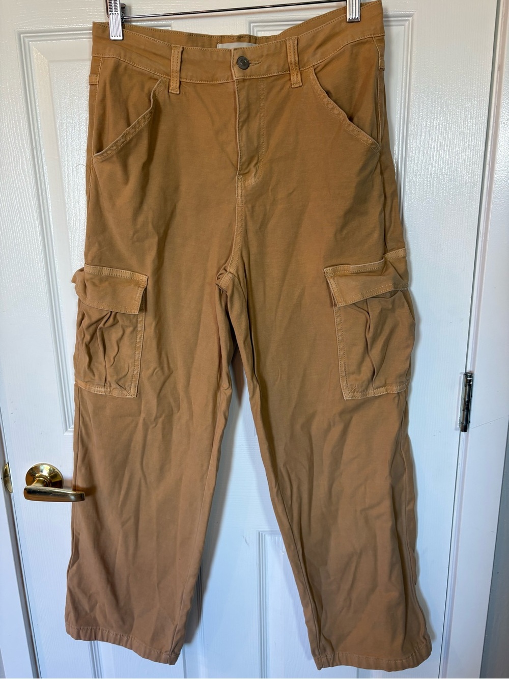 Tribal Jeans Cargo Pants Size 10 Camel Tan Wide Leg Utility Stretch